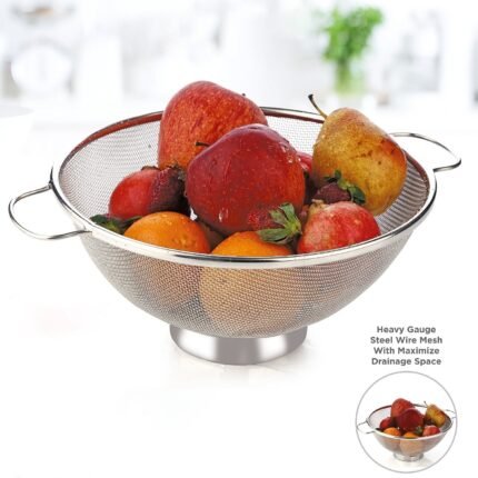 Stainless Steel Mesh Colander Fine Strainer Sieve for Washing Vegetables, Fruits, Pasta Rice Durable Rust-Resistant