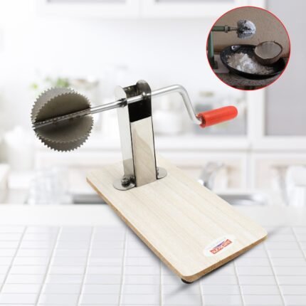 Stainless Steel Coconut Scraper with Wooden Base Efficient, Durable Grater for Fresh Coconut (1 Pc)